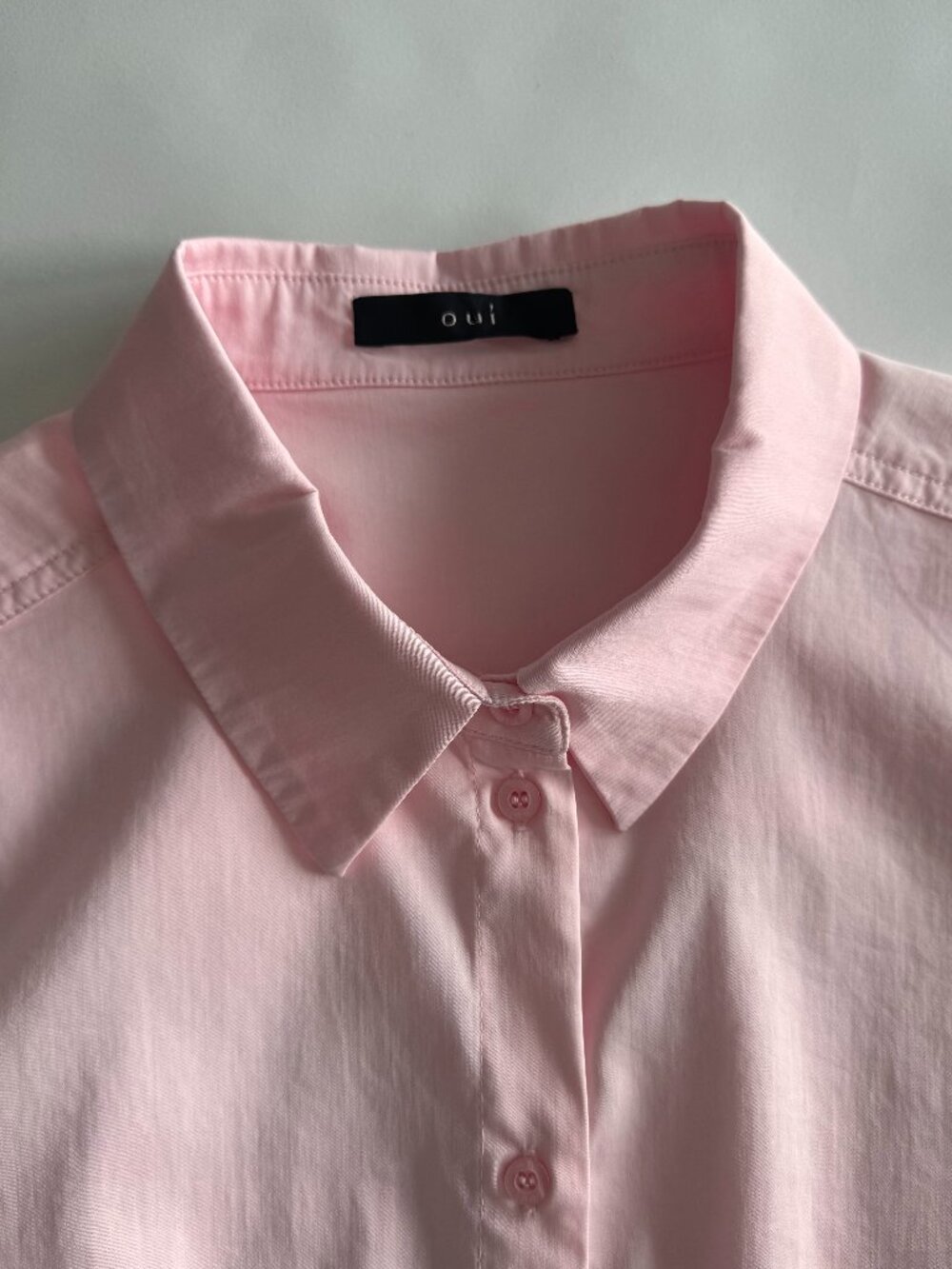 Oui Pink Button-Up Shirt | Stretch Cotton | Size US 10 / FR 42 - Picture 3 of 5